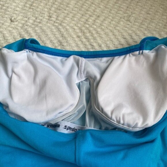 Speedo Women's Blue One-Piece Swimsuit With Ruched Front & Built-In Bra Size 6 - Picture 4 of 6